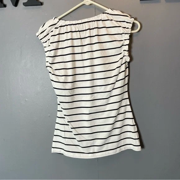 Loft Striped White and Black Women's Sleeveless Top size SP - Picture 6 of 8